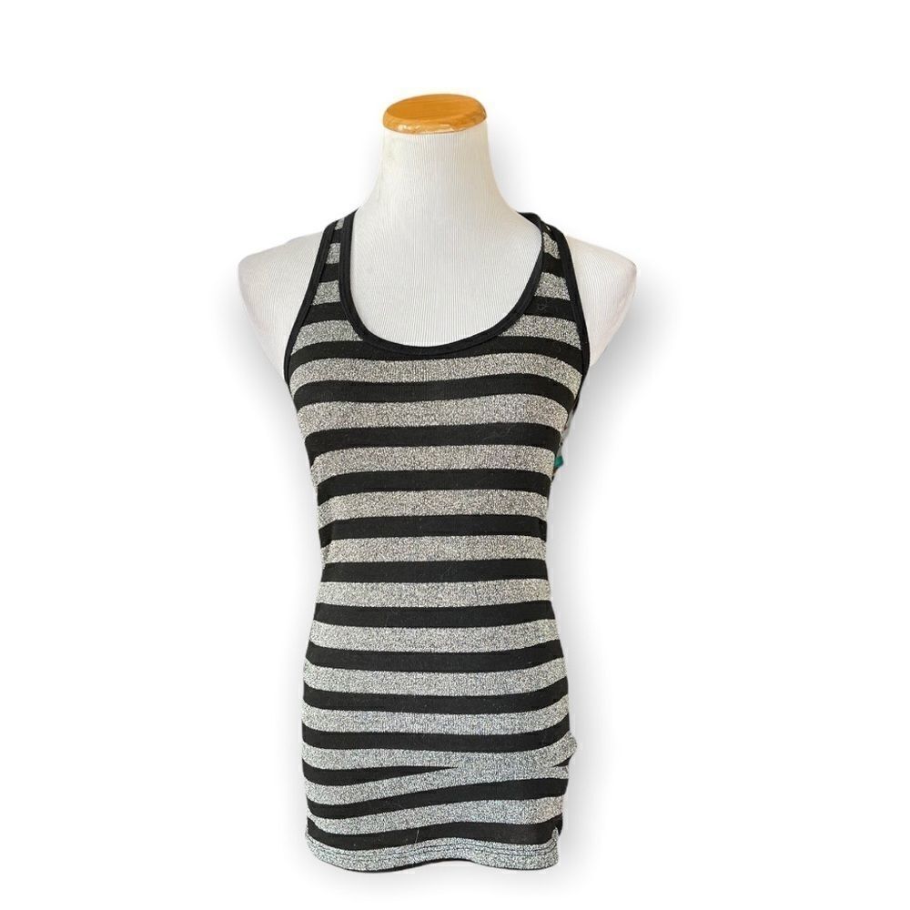 Womens Agaci Metallic Racerback Striped Tank Top L